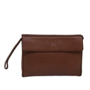 Burberrys Clutch Bag Leather Brown Auth bs14953-1