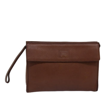 Burberrys Clutch Bag Leather Brown Auth bs14953