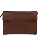 Burberrys Clutch Bag Leather Brown Auth bs14953-13