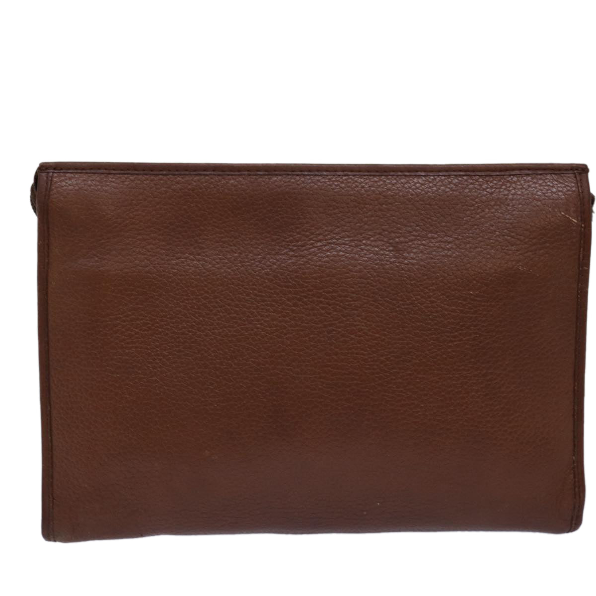 Burberrys Clutch Bag Leather Brown Auth bs14953 - 0