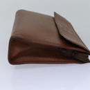 Burberrys Clutch Bag Leather Brown Auth bs14953-3