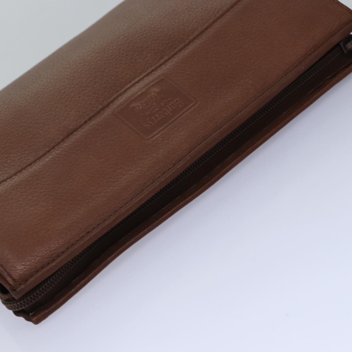 Burberrys Clutch Bag Leather Brown Auth bs14953