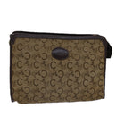 CELINE C Macadam Canvas Clutch Bag Beige Auth bs14954-1