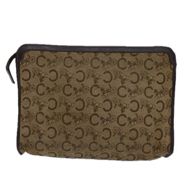 CELINE C Macadam Canvas Clutch Bag Beige Auth bs14954 - 0