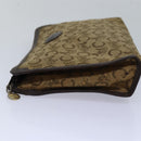 CELINE C Macadam Canvas Clutch Bag Beige Auth bs14954-3