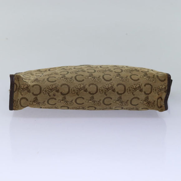 CELINE C Macadam Canvas Clutch Bag Beige Auth bs14954