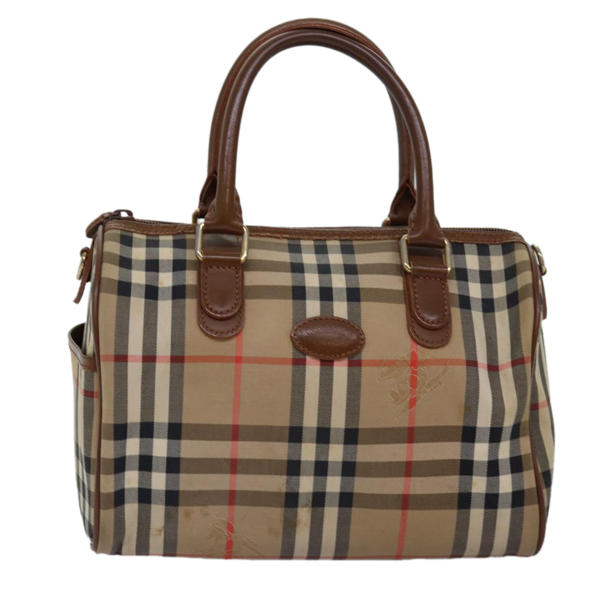 Burberrys Nova Check Hand Bag Canvas Beige Auth bs14956