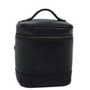 CHANEL Bicolole Vanity Cosmetic Pouch Leather Black CC Auth bs14966-1