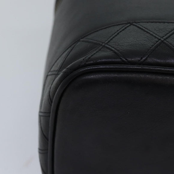 CHANEL Bicolole Vanity Cosmetic Pouch Leather Black CC Auth bs14966