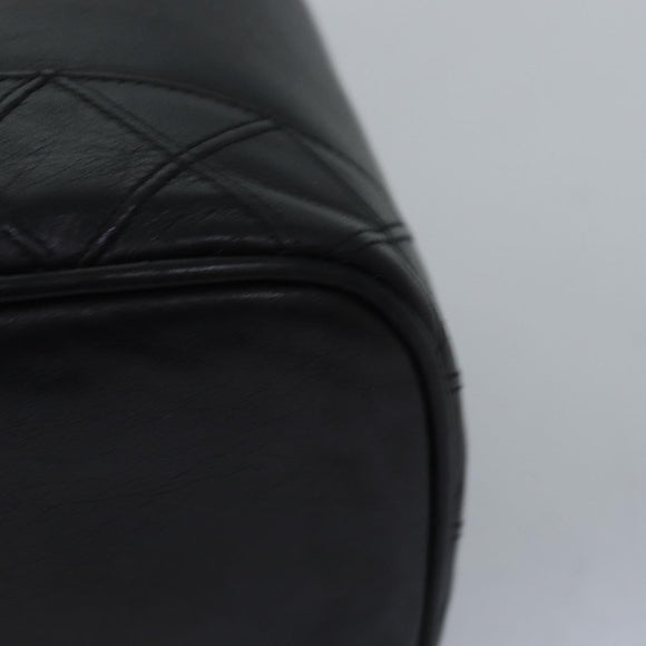 CHANEL Bicolole Vanity Cosmetic Pouch Leather Black CC Auth bs14966