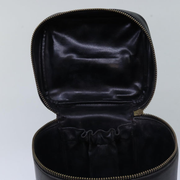 CHANEL Bicolole Vanity Cosmetic Pouch Leather Black CC Auth bs14966