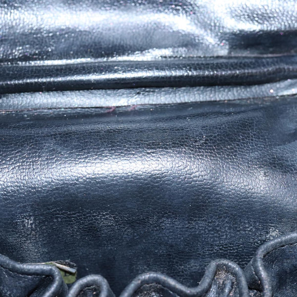 CHANEL Bicolole Vanity Cosmetic Pouch Leather Black CC Auth bs14966