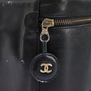 CHANEL Bicolole Vanity Cosmetic Pouch Leather Black CC Auth bs14966-22