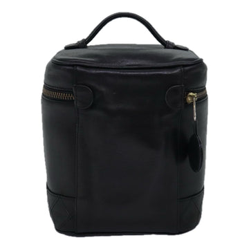 CHANEL Bicolole Vanity Cosmetic Pouch Leather Black CC Auth bs14966 - 0