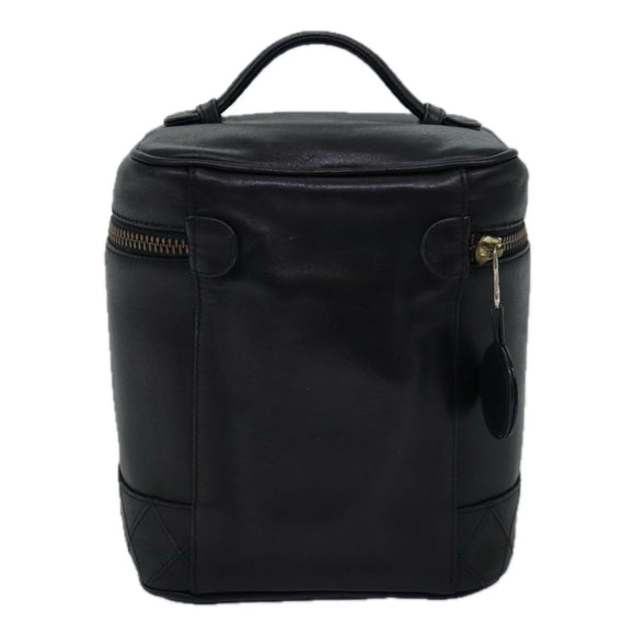 CHANEL Bicolole Vanity Cosmetic Pouch Leather Black CC Auth bs14966