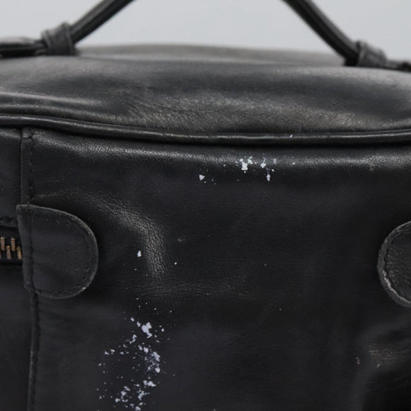 CHANEL Bicolole Vanity Cosmetic Pouch Leather Black CC Auth bs14966