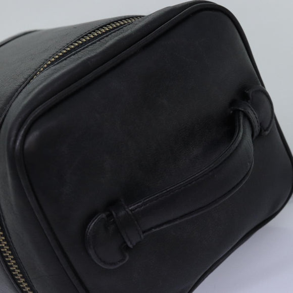 CHANEL Bicolole Vanity Cosmetic Pouch Leather Black CC Auth bs14966
