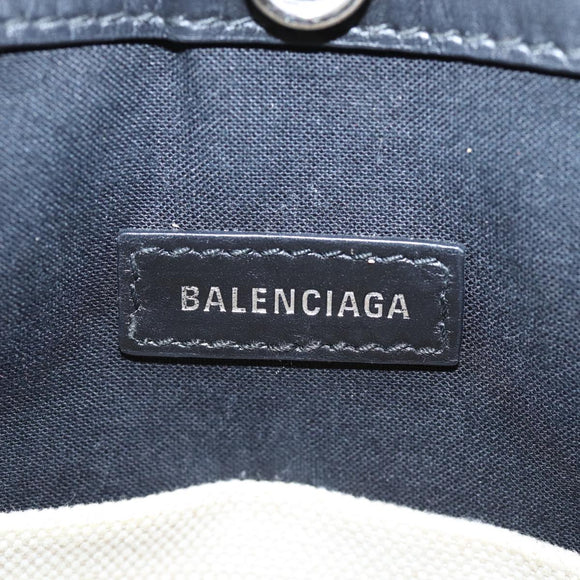 BALENCIAGA Navy Pochette Shoulder Bag Canvas Black White 339937 Auth bs14976