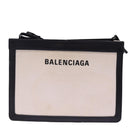 BALENCIAGA Navy Pochette Shoulder Bag Canvas Black White 339937 Auth bs14976-13