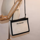 BALENCIAGA Navy Pochette Shoulder Bag Canvas Black White 339937 Auth bs14976-23