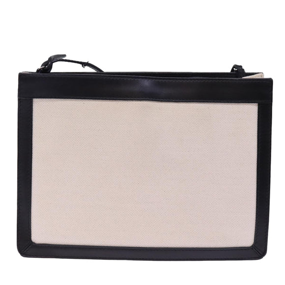 BALENCIAGA Navy Pochette Shoulder Bag Canvas Black White 339937 Auth bs14976