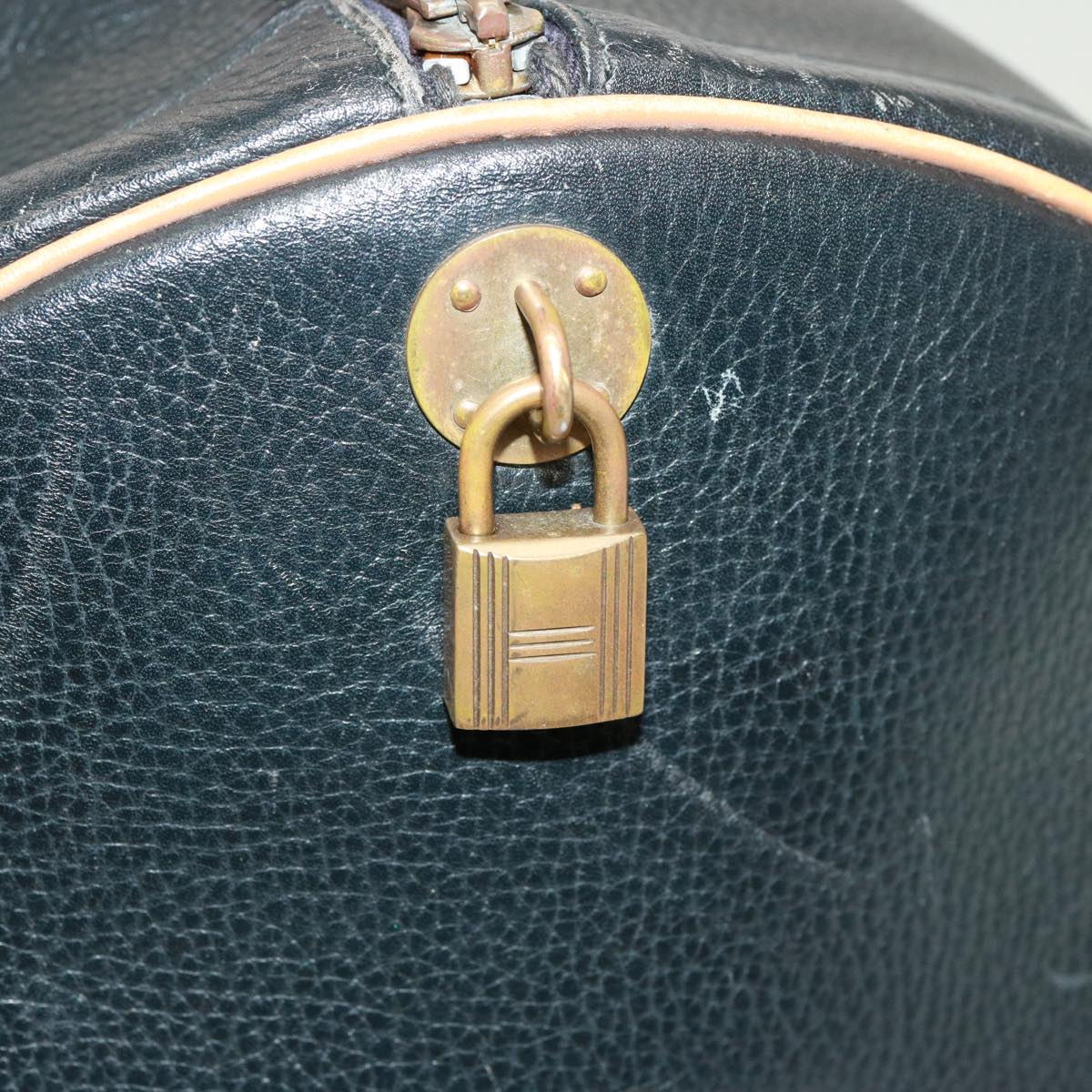 HERMES Early Boston Bag Leather Black Auth bs14978