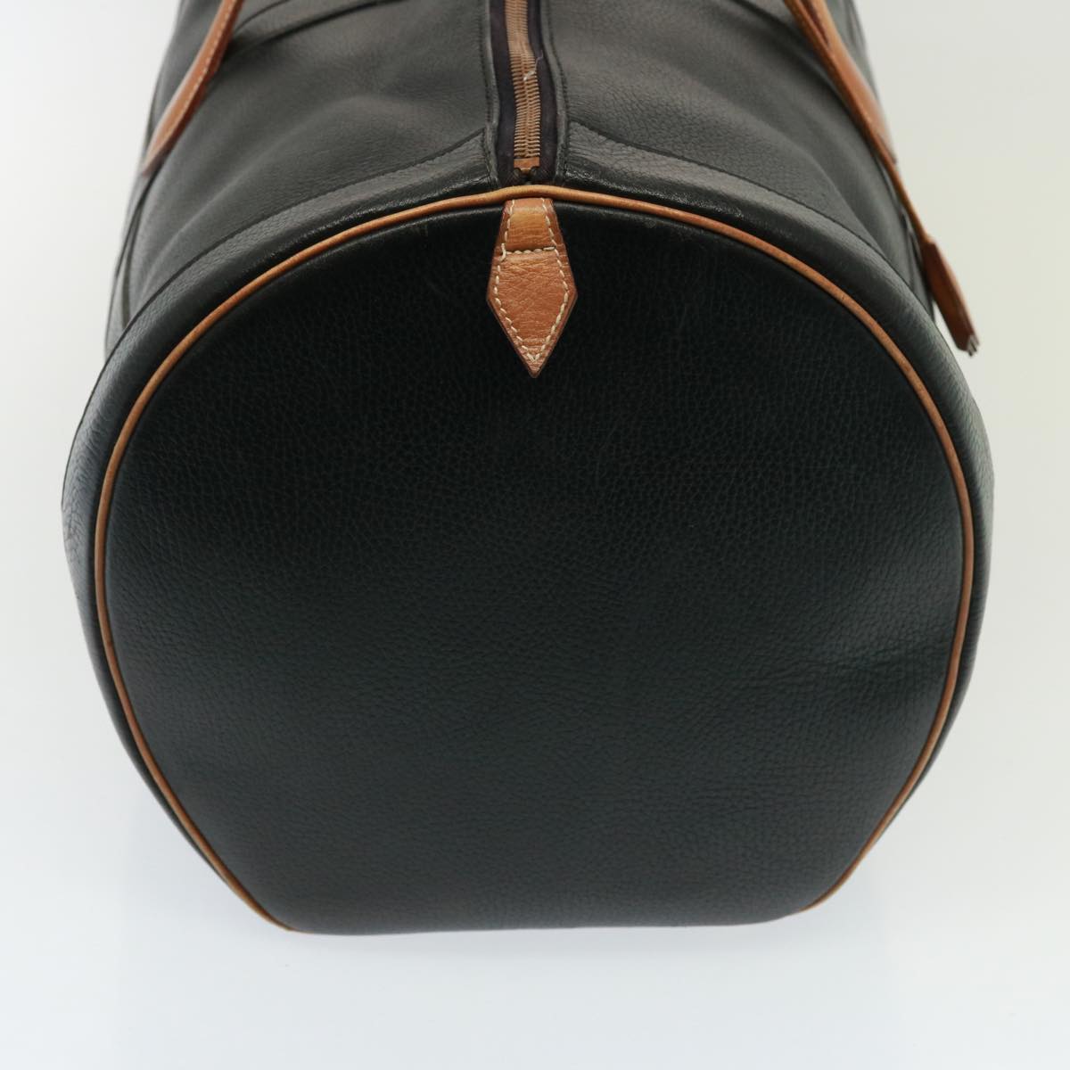 HERMES Early Boston Bag Leather Black Auth bs14978