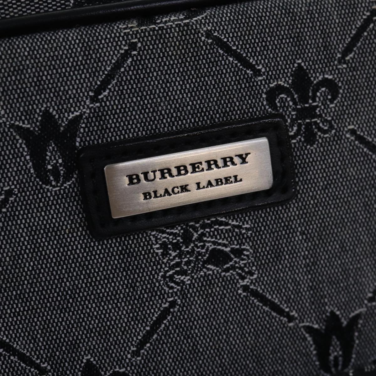 BURBERRY Black label Hand Bag Canvas Gray Auth bs14979