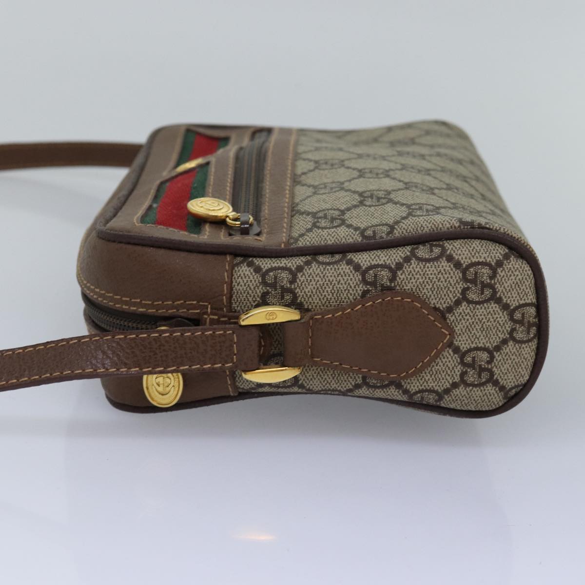 GUCCI GG Supreme Web Sherry Line Shoulder Bag PVC Beige 001 50 6655 Auth bs14987