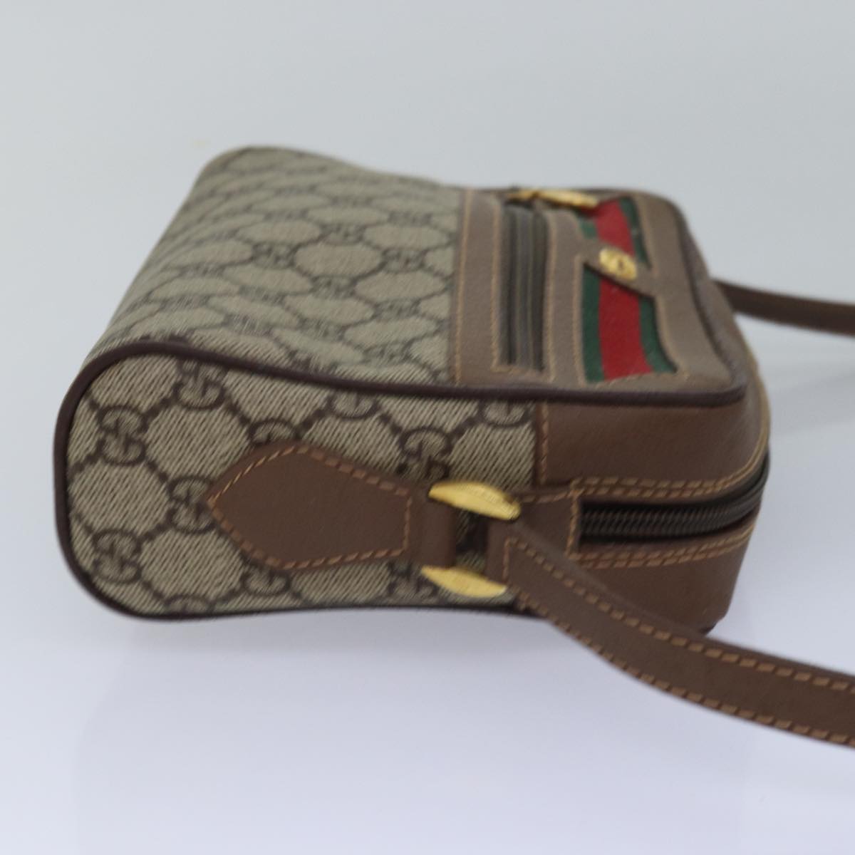 GUCCI GG Supreme Web Sherry Line Shoulder Bag PVC Beige 001 50 6655 Auth bs14987