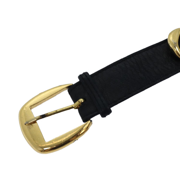 CHANEL Chain Belt metal 31.1"""" Gold Black CC Auth bs14988