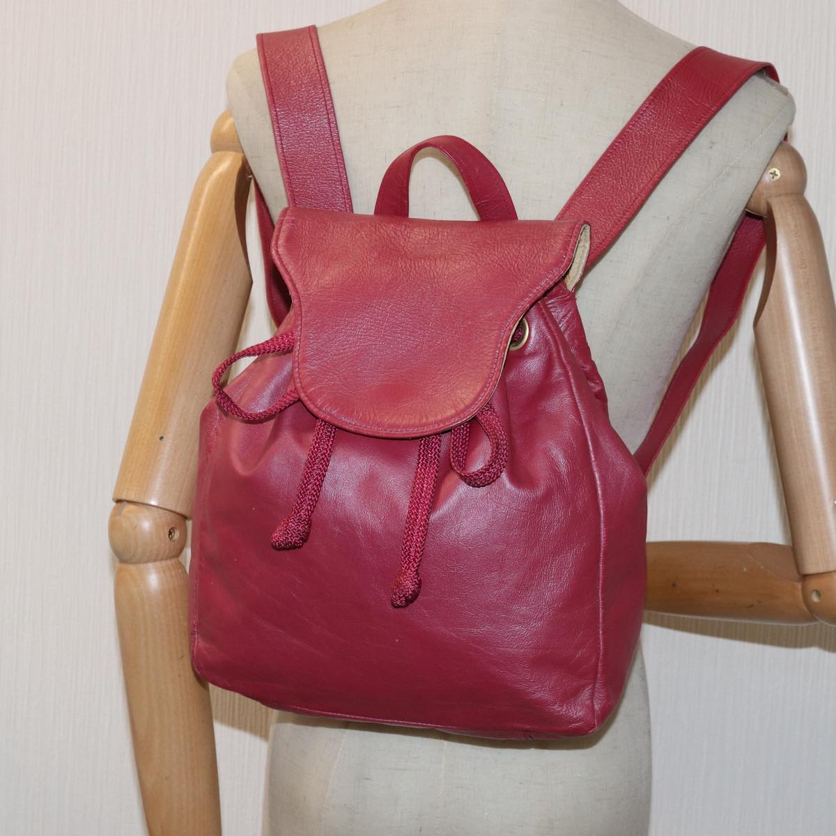 BALLY Backpack Leather Pink Auth bs14995