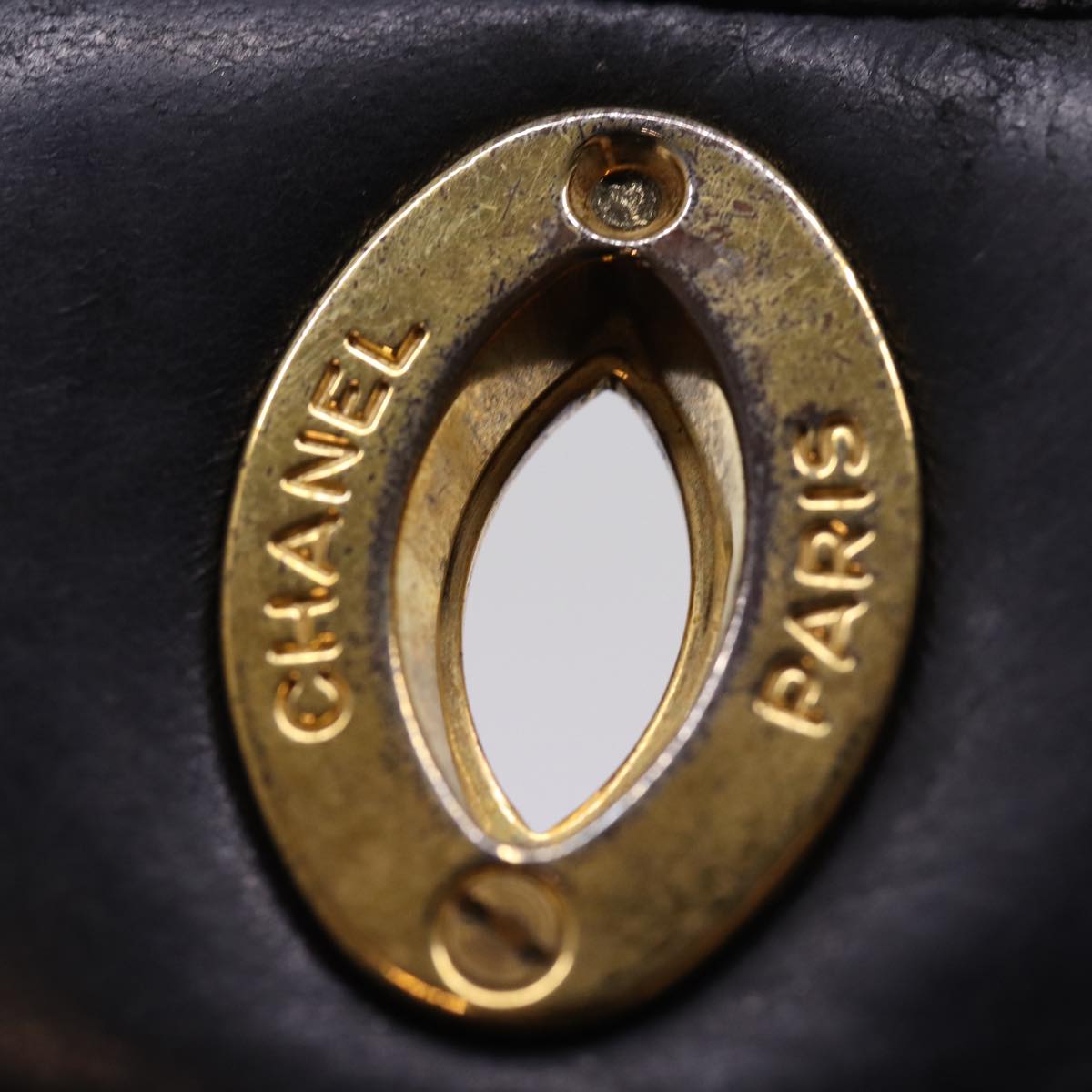 CHANEL Matelasse Briefcase Enamel Black CC Auth bs15000