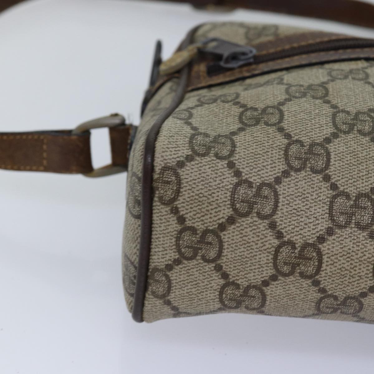 GUCCI GG Supreme Web Sherry Line Shoulder Bag PVC Beige 001 3654 5 Auth bs15002