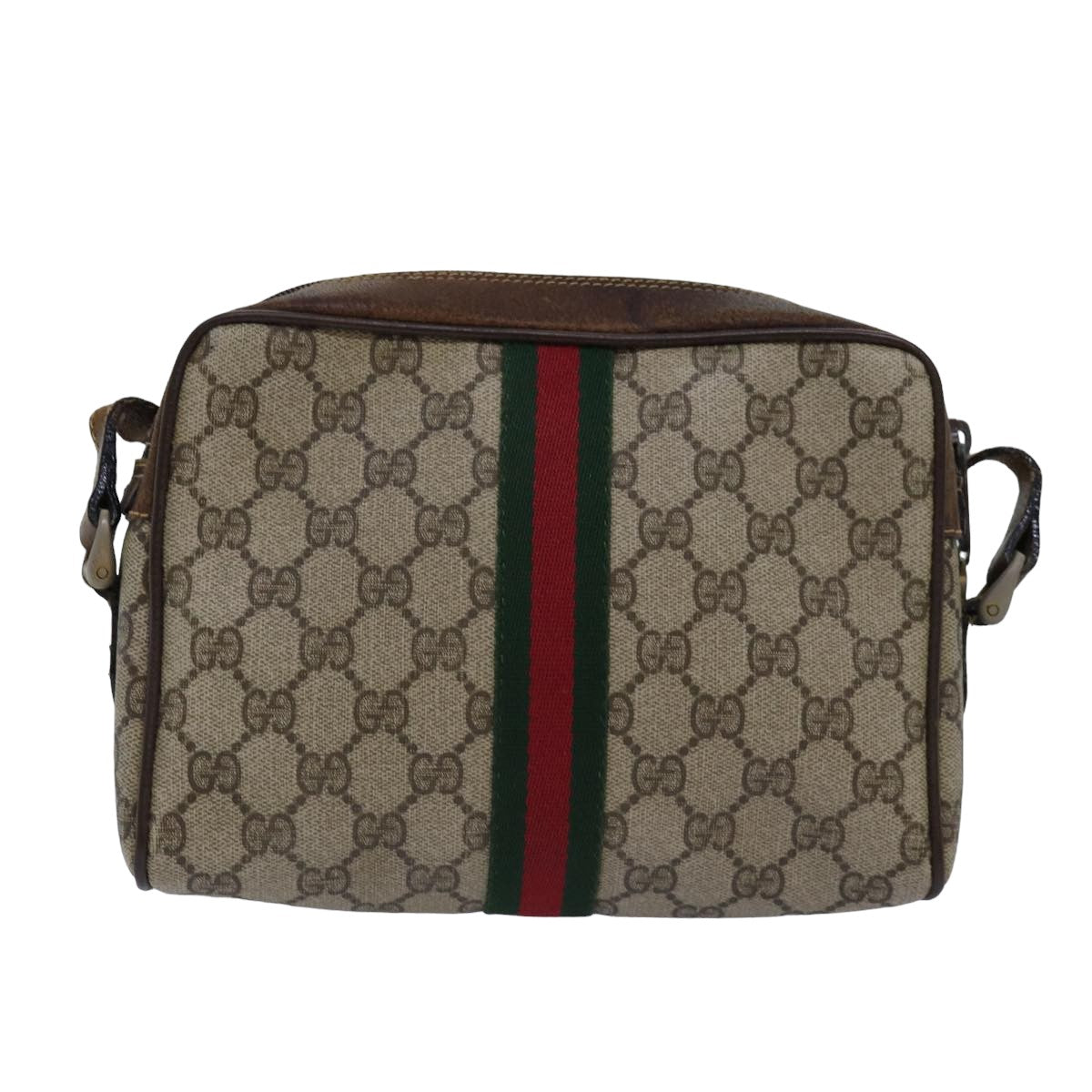 GUCCI GG Supreme Web Sherry Line Shoulder Bag PVC Beige 001 3654 5 Auth bs15002