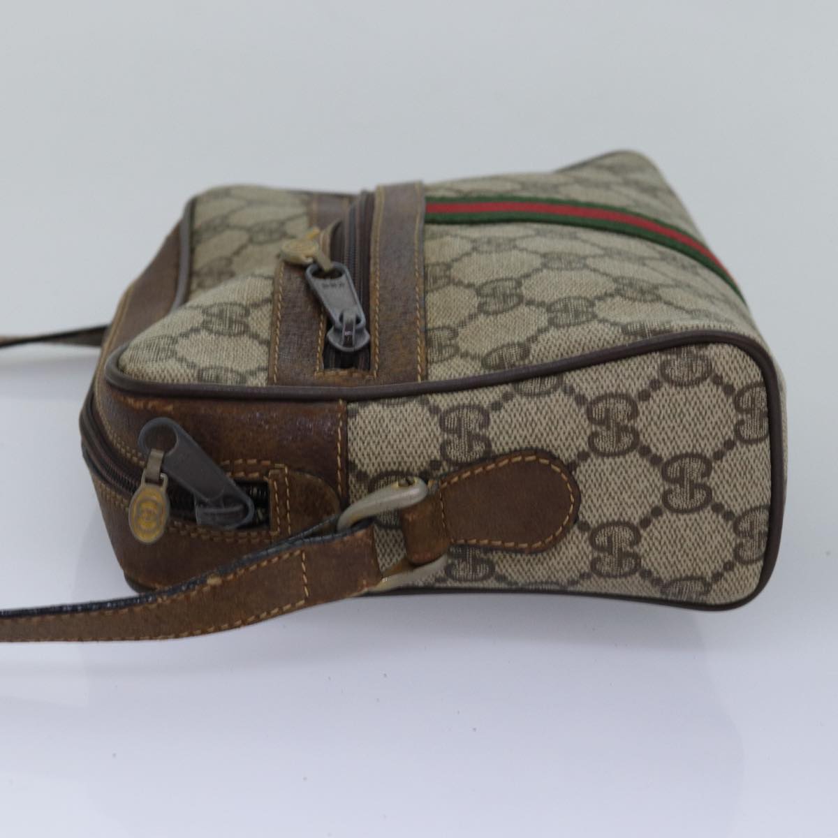 GUCCI GG Supreme Web Sherry Line Shoulder Bag PVC Beige 001 3654 5 Auth bs15002