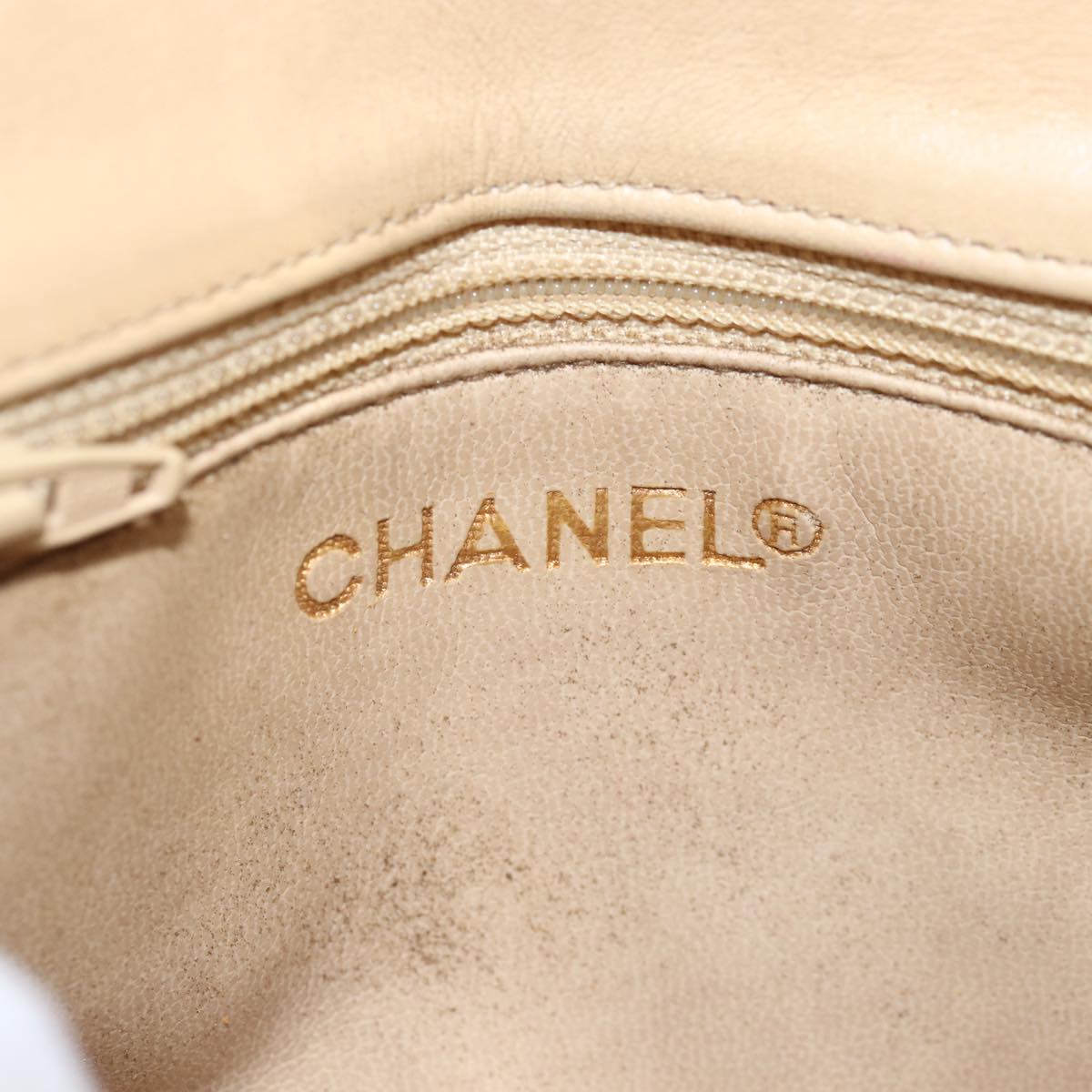 CHANEL Matelasse Waist bag Lamb Skin Beige CC Auth bs15008