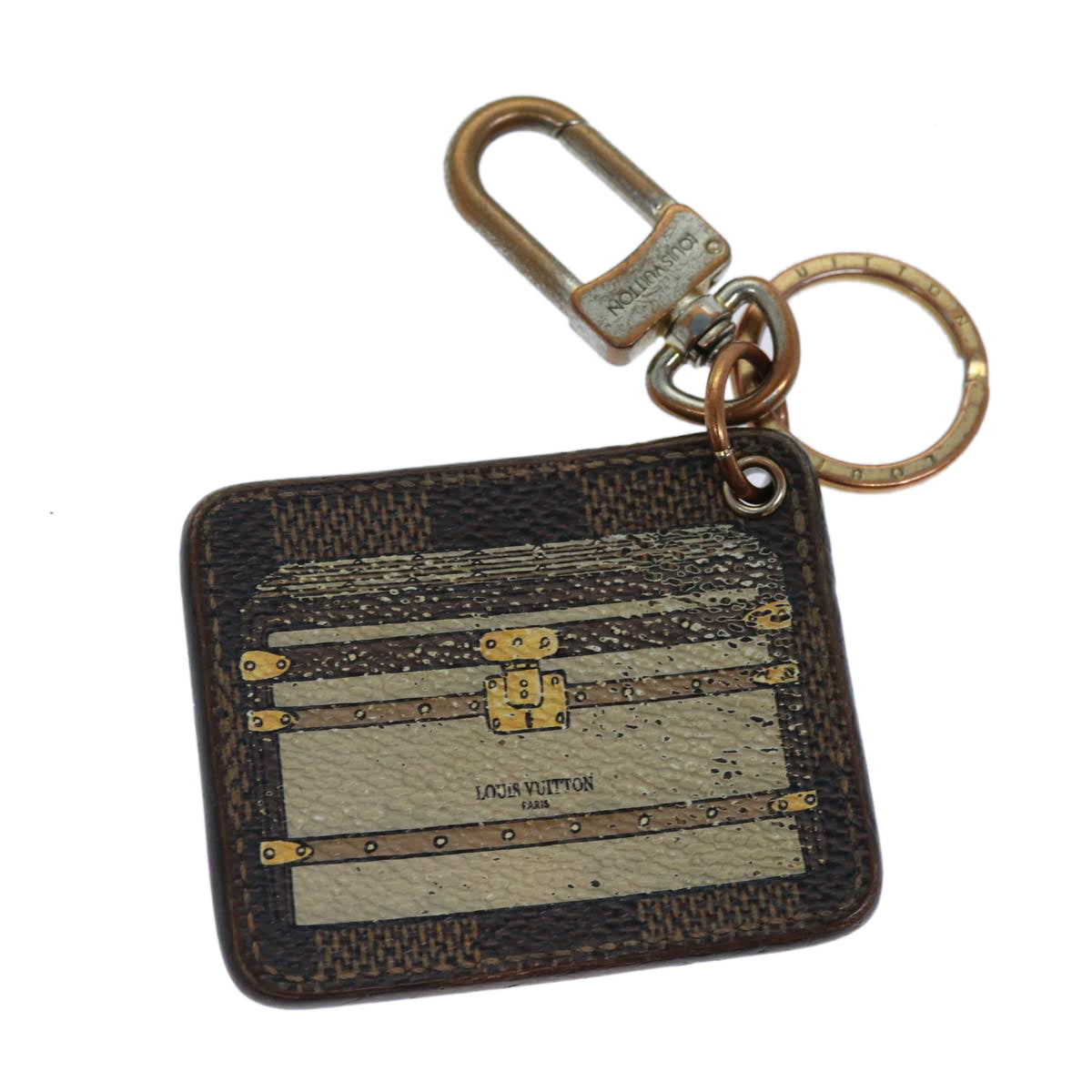 LOUIS VUITTON Damier Porte Cles Illustrious Trunk Charm M66965 LV Auth bs15010