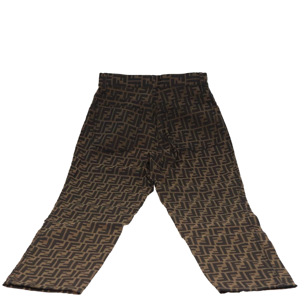 FENDI Zucca Canvas Pants Black Brown Auth bs15018