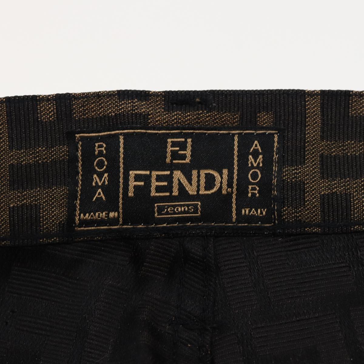 FENDI Zucca Canvas Pants Black Brown Auth bs15018