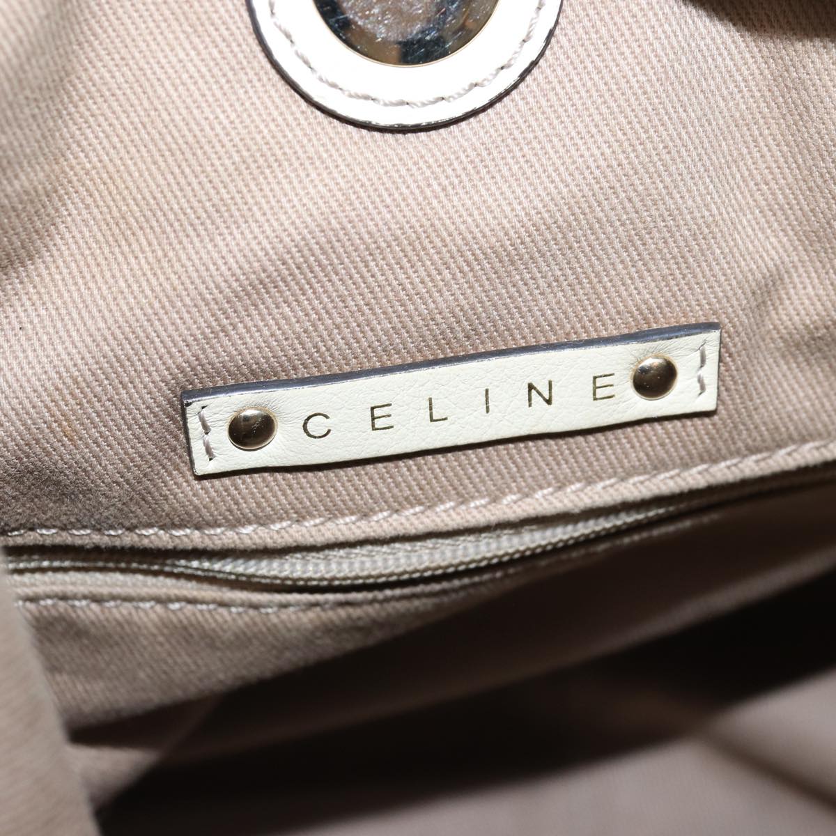 CELINE Macadam Canvas Shoulder Bag Beige Auth bs15019