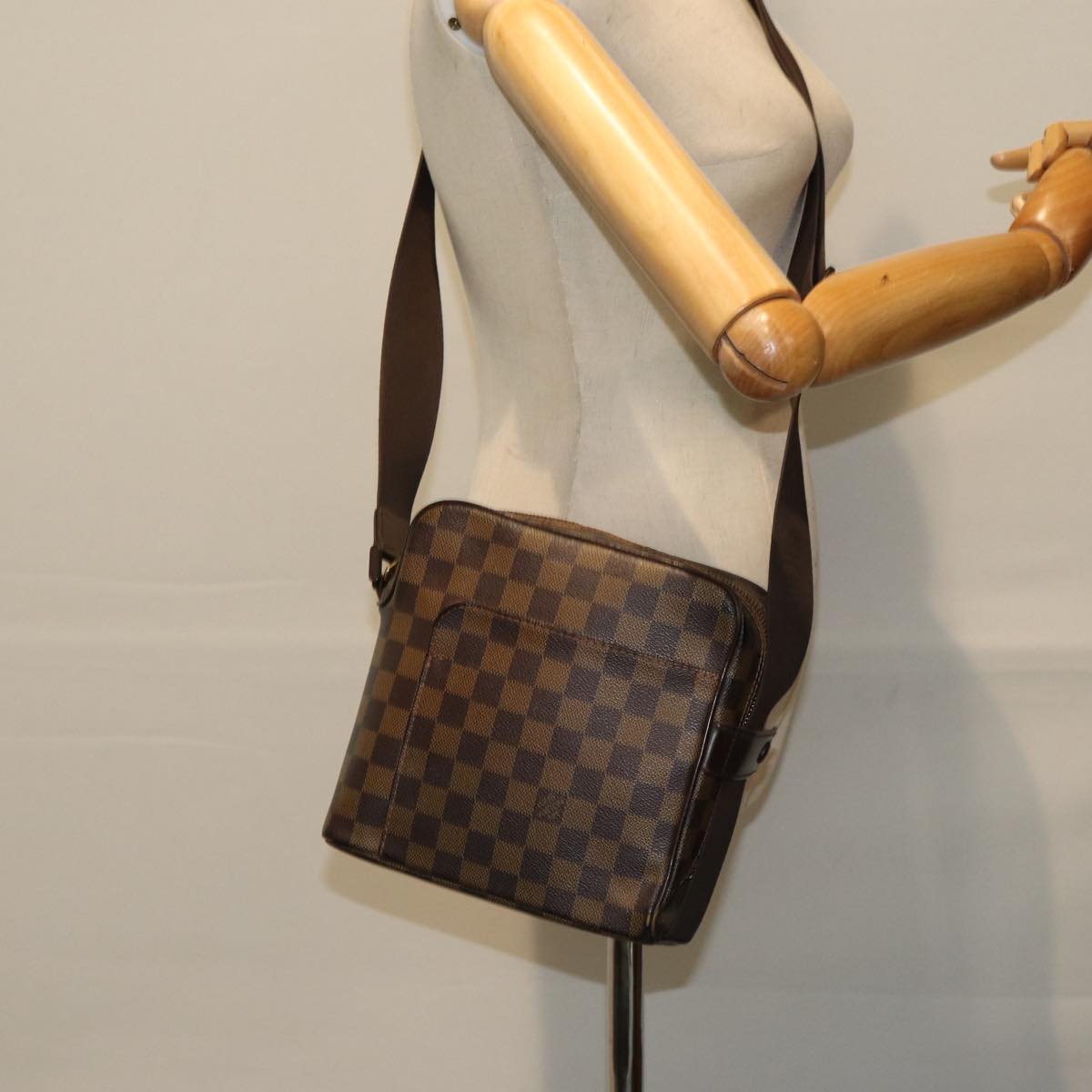 LOUIS VUITTON Damier Ebene Olaf PM Shoulder Bag N41442 LV Auth bs15023