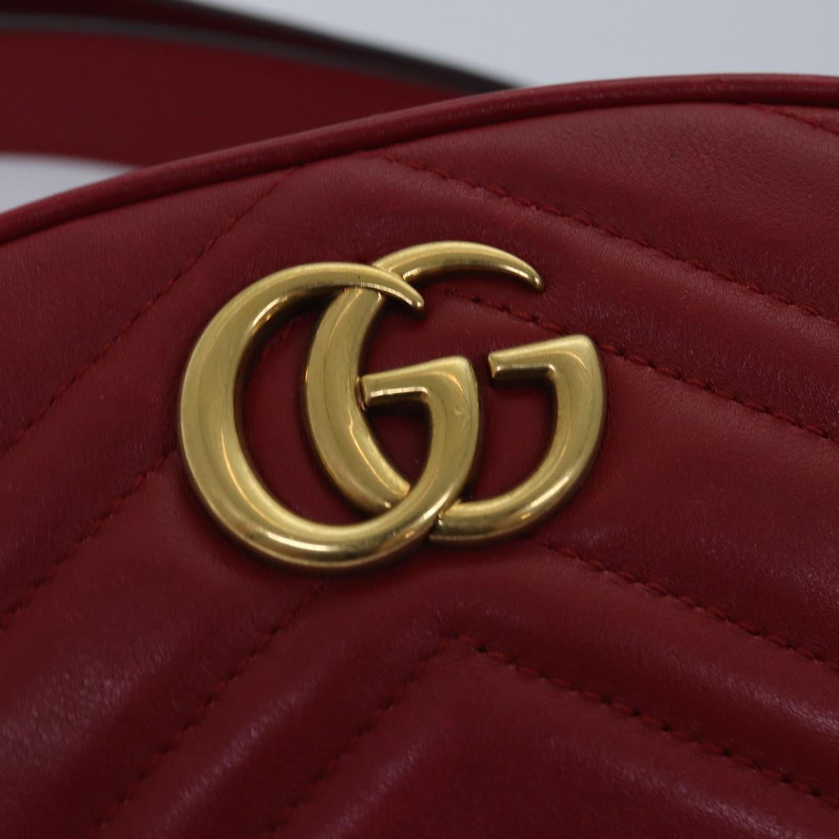 GUCCI GG Marmont Waist bag Leather Red 476434 Auth bs15029