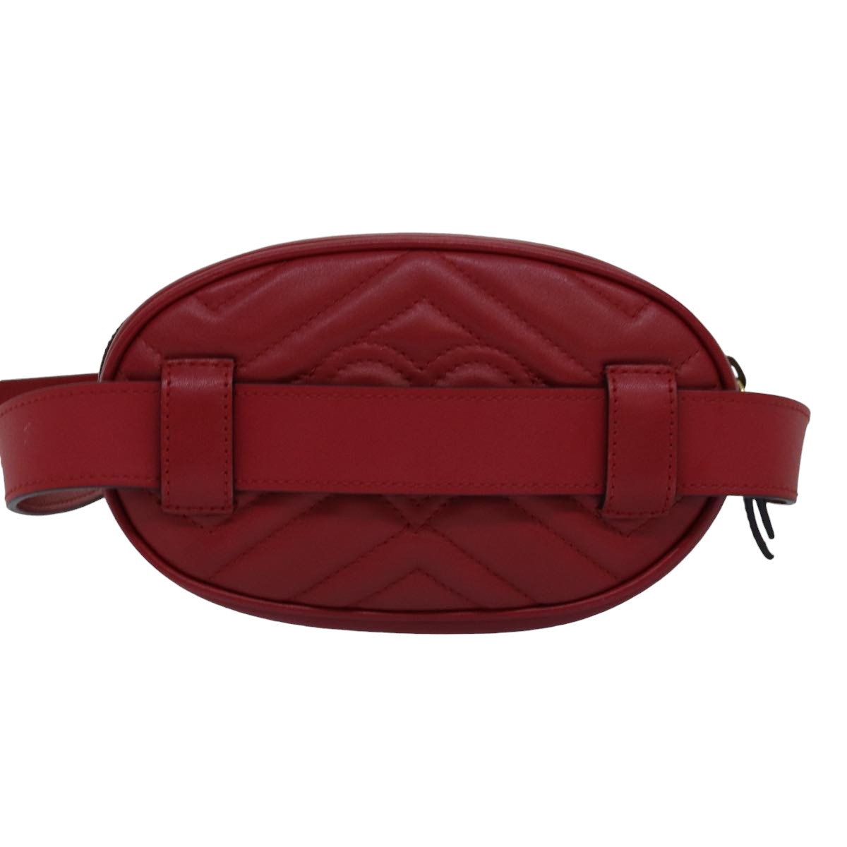 GUCCI GG Marmont Waist bag Leather Red 476434 Auth bs15029