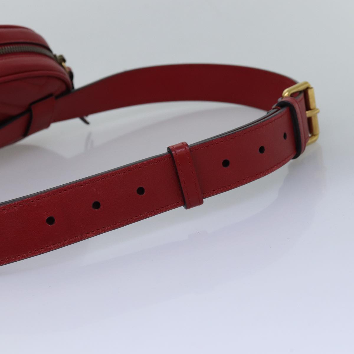 GUCCI GG Marmont Waist bag Leather Red 476434 Auth bs15029