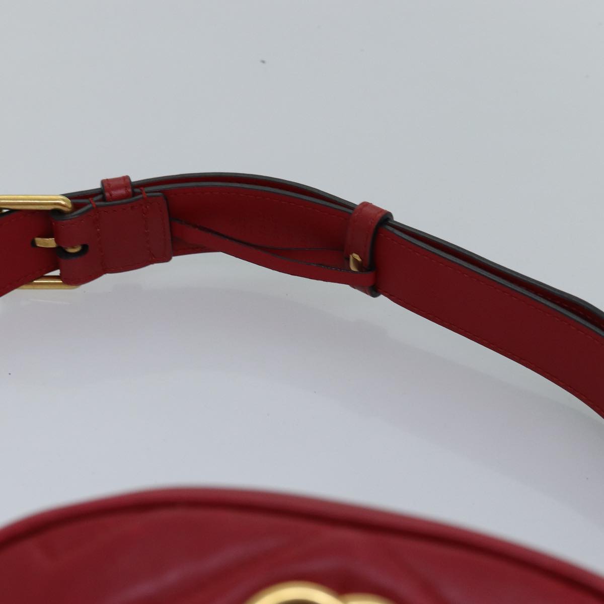 GUCCI GG Marmont Waist bag Leather Red 476434 Auth bs15029