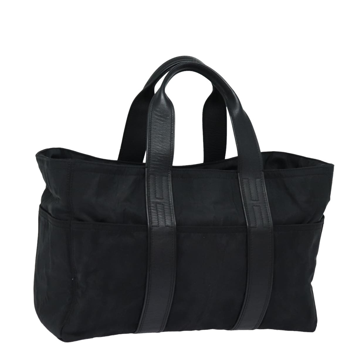 HERMES Akapu Luco MM Tote Bag Nylon Black Auth bs15031