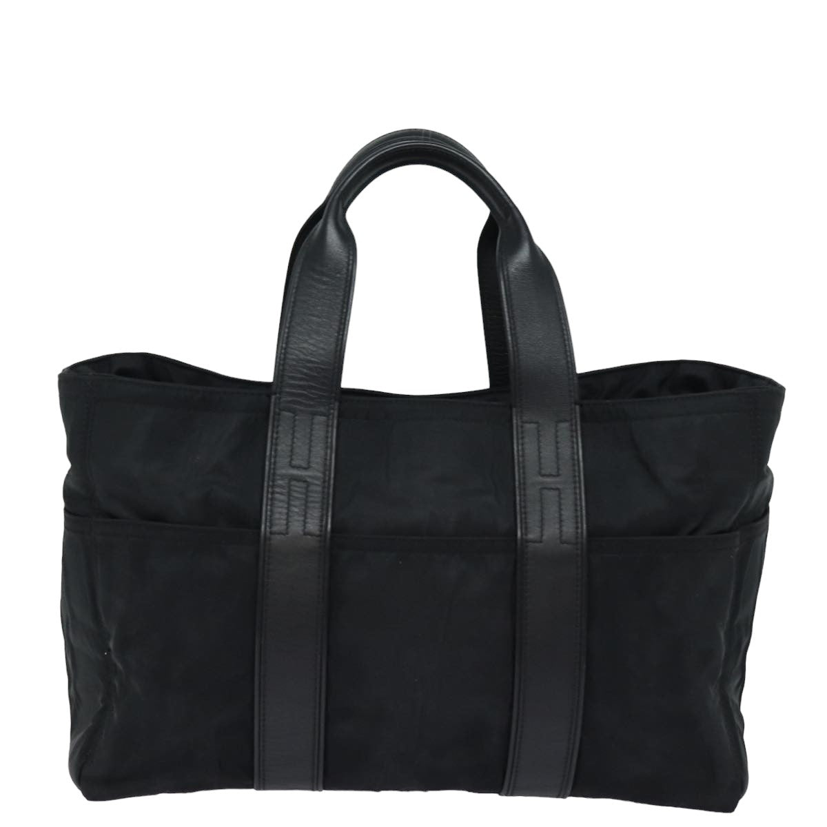 HERMES Akapu Luco MM Tote Bag Nylon Black Auth bs15031 - 0