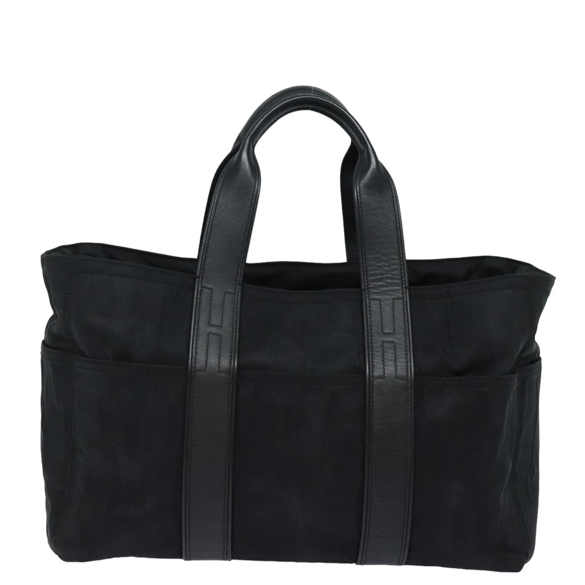 HERMES Akapu Luco MM Tote Bag Nylon Black Auth bs15031