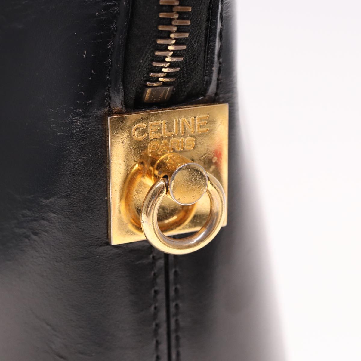 CELINE Hand Bag Leather 2way Black Auth bs15050